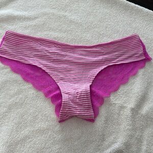 PINK Victoria's Secret Striped Pink Lace Panties